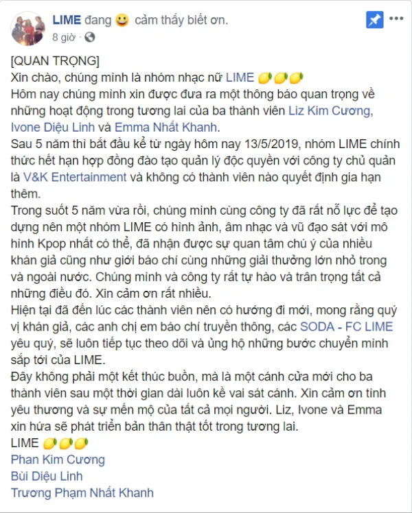 Sau nhiều đồn đoán, nhóm LIME chính thức thông báo tan rã sau 5 năm hoạt động ảnh 2