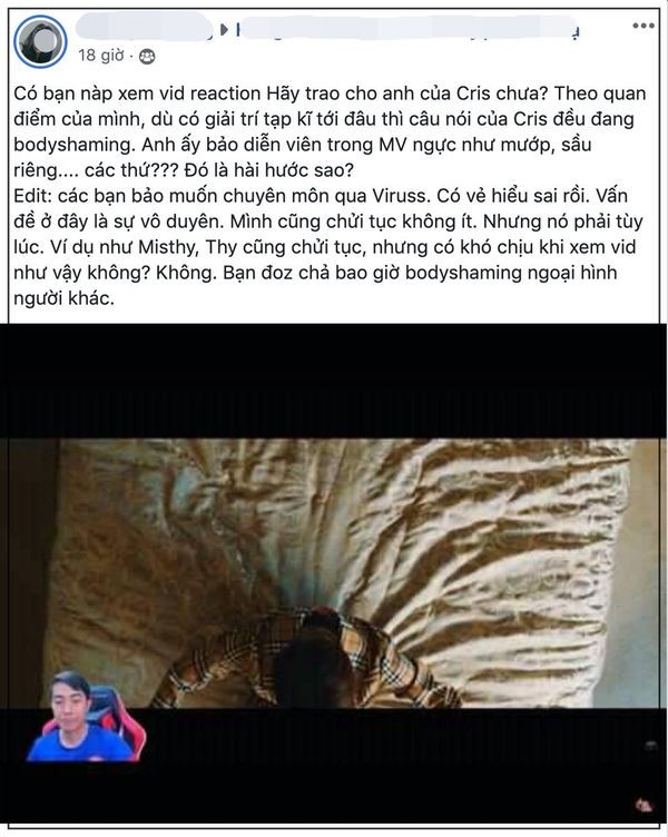 Làm clip reaction MV "Hãy trao cho anh", Cris Phan gây tranh cãi body-shaming người mẫu nữ ảnh 3