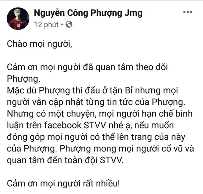 Công Phượng mong fan không "làm loạn" fanpage CLB Bỉ ảnh 1