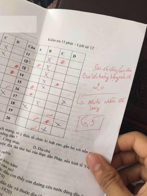 Chấm nhầm đề cho học sinh, cô giáo đáng phê một câu khiến ai cũng cười ngất: "Ahihi nhầm đề" ảnh 1