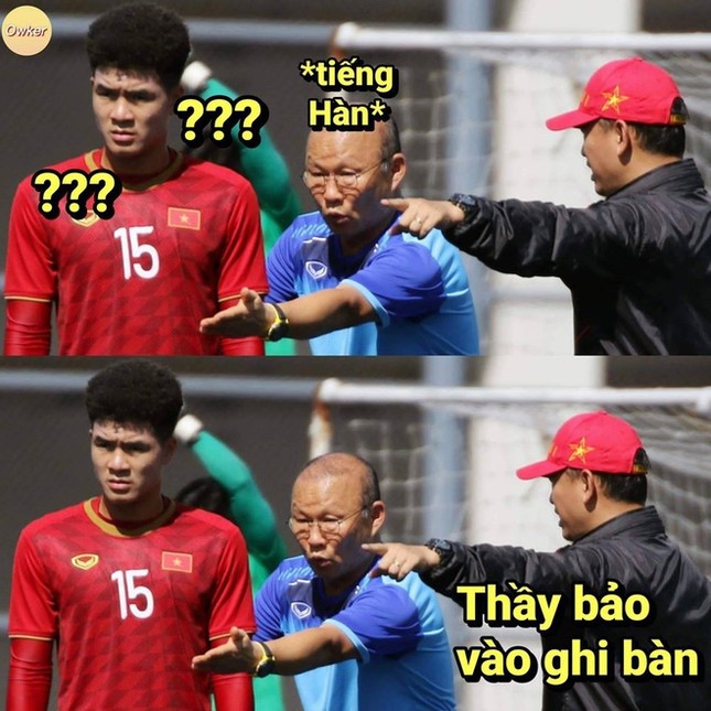 Ảnh chế bố Park bảo vệ học trò trong từng trận đấu tại SEA Games 30 ảnh 3
