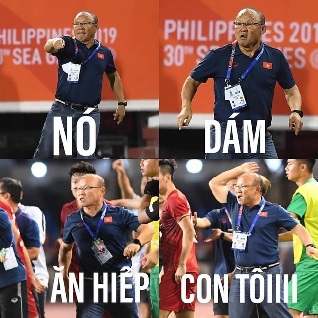 Ảnh chế bố Park bảo vệ học trò trong từng trận đấu tại SEA Games 30 ảnh 5
