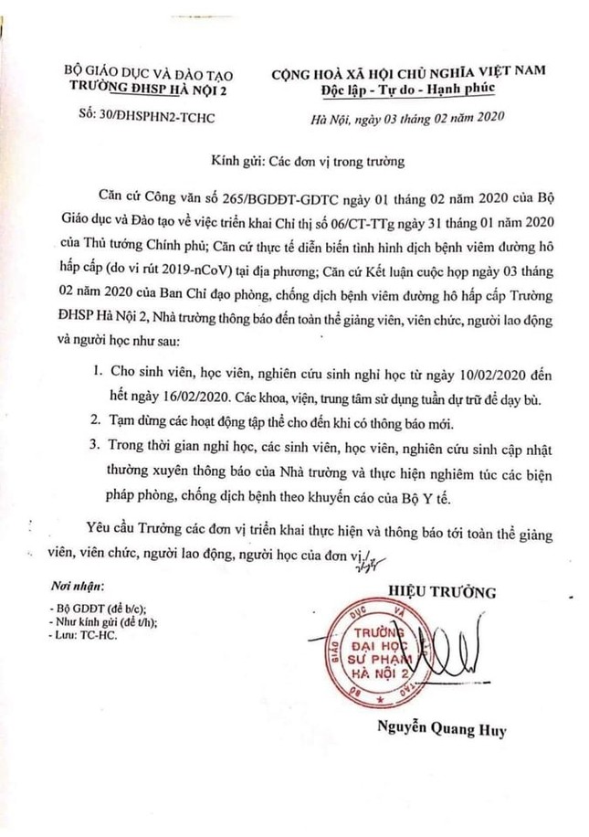 Dịch corona diễn biến phức tạp, một số trường ĐH quyết định kéo dài thêm thời gian nghỉ của sinh viên ảnh 2
