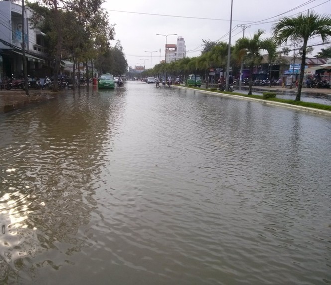 Đường phố Cần Thơ chìm trong nước do triều cường - ảnh 6