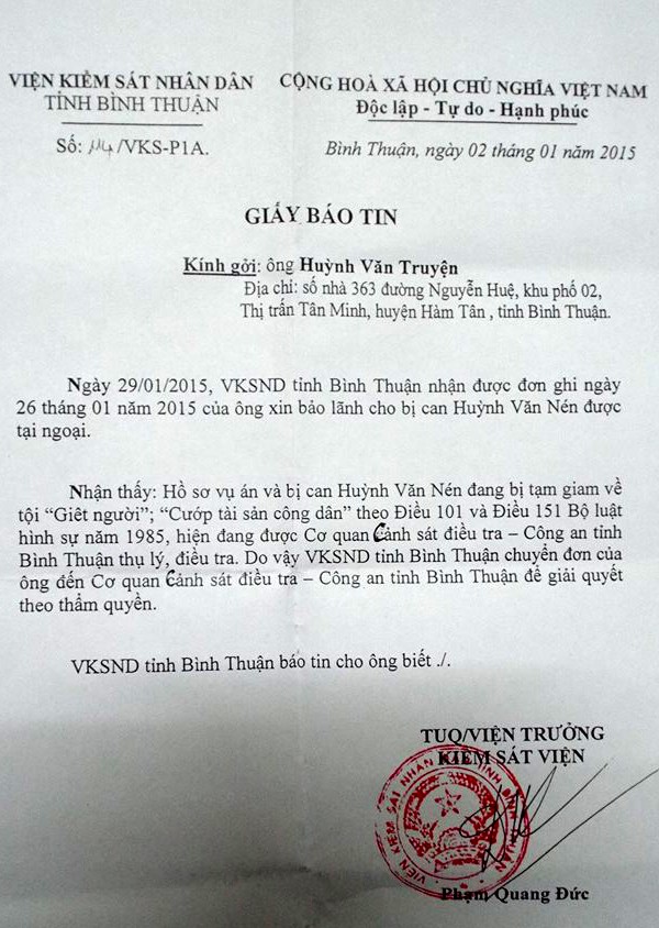Ông Huỳnh Văn Nén không được tại ngoại - ảnh 1