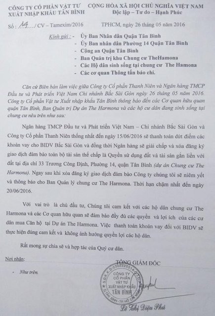 Chủ đầu tư Harmona xin lỗi về vụ lấy nhà dân 'cắm' ngân hàng - ảnh 1