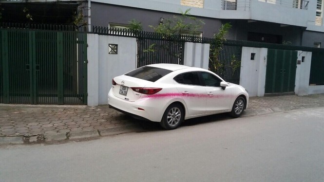 Hàng loạt xe hơi bị phun sơn - ảnh 1