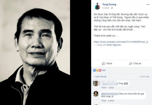 Tùng Dương và nhiều nghệ sĩ tiếc thương tác giả 'Nơi đảo xa' qua đời - ảnh 3