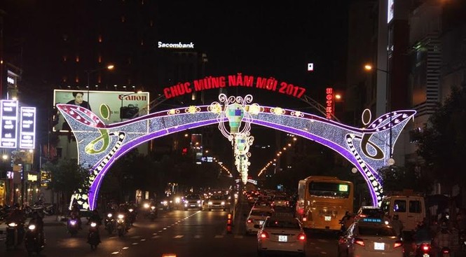 TPHCM: Đường phố rực rỡ sắc màu đón Tết - ảnh 12