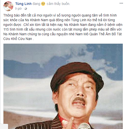 Giới nghệ sĩ đồng loạt cầu nguyện cho danh hài Khánh Nam - ảnh 2