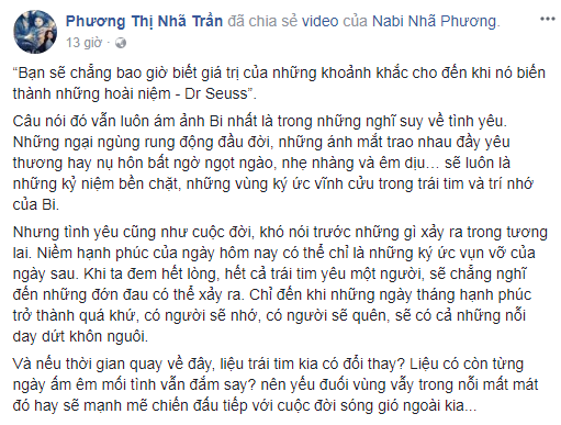 Nhã Phương đau buồn, chia sẻ về đổ vỡ tình yêu với Trường Giang? - ảnh 1