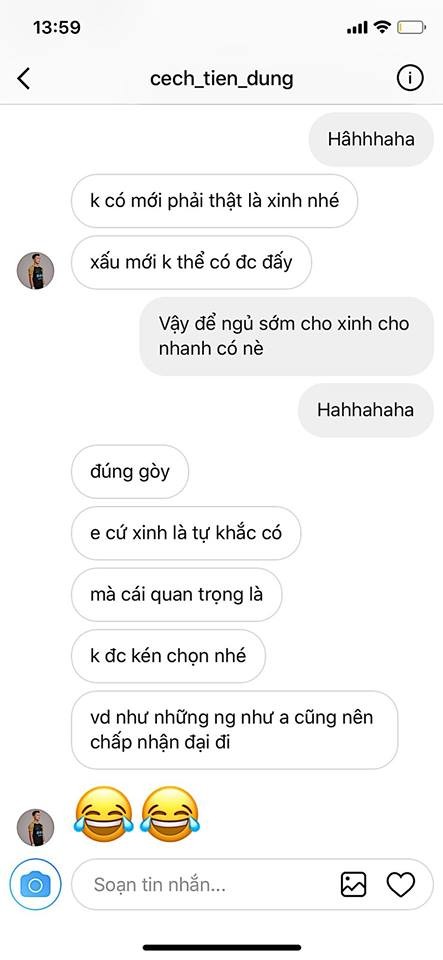 Đoạn chat giữa thủ môn Bùi Tiến Dũng và Angela Phương Trinh