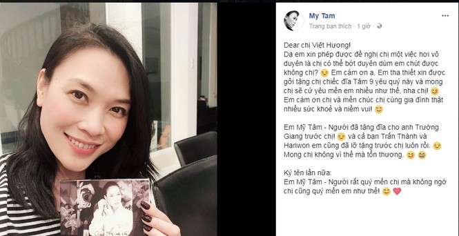 Việt Hương đòi tặng đĩa, Mỹ Tâm đáp trả không ngờ - ảnh 1