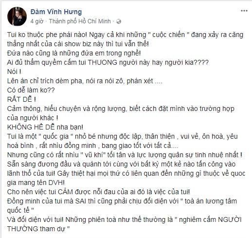 Bị chỉ trích vì ‘thương’ Nam Em, Đàm Vĩnh Hưng phản ứng ra sao? - ảnh 1
