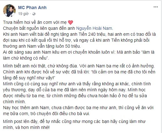 Phan Anh tiết lộ gì về chồng Hoa khôi Thu Hương giúp tài xế 240 triệu - ảnh 1
