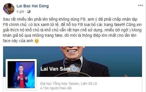 Đâu là facebook chính thức của MC Lại Văn Sâm? - ảnh 1