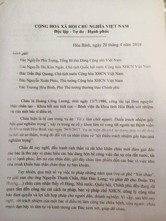 Bác sỹ Hoàng Công Lương viết tâm thư gửi Tổng bí thư - ảnh 1