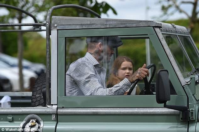 Harper Beckham mặc đồ cánh cụt dễ thương, được bố âu yếm khi đi nông trại - ảnh 10