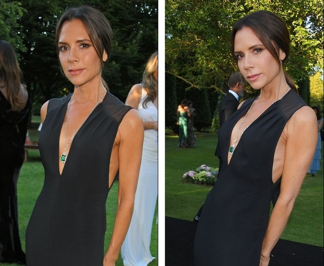 Victoria Beckham diện váy xẻ ngực, cùng con trai dự tiệc - ảnh 1