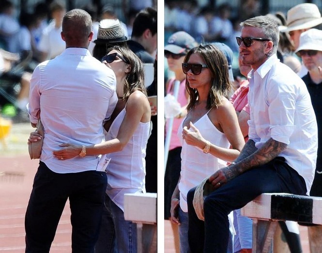 Victoria Beckham vòng tay ôm eo chồng tình tứ, nở nụ cười hiếm hoi - ảnh 4