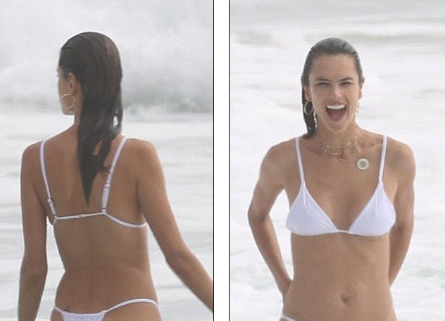 Alessandra Ambrosio bikini trắng thả dáng thiên thần trên biển - ảnh 1