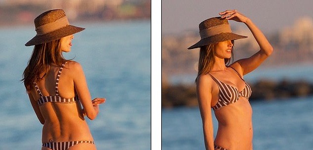 'Chân dài' Alessandra Ambrosio diện bikini tắm nắng trên biển - ảnh 4