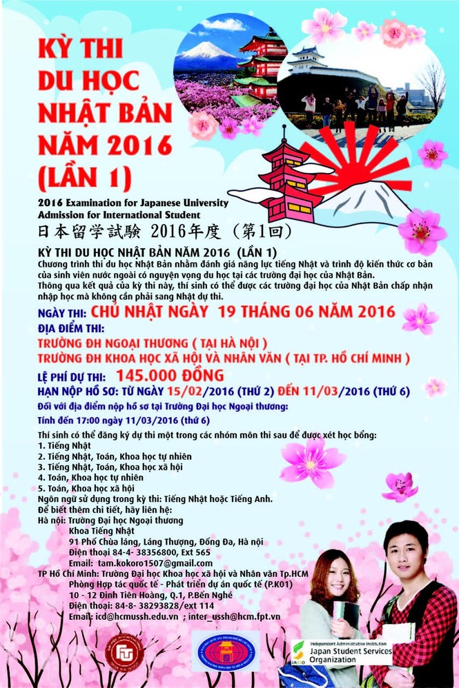 Kỳ thi du học Nhật bản Đợt 1 năm 2016 - ảnh 1
