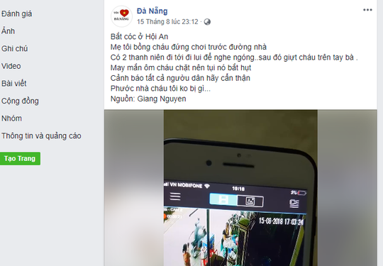 Thực hư vụ bé 1 tuổi suýt bị bắt cóc trên tay bà ở Hội An - ảnh 1