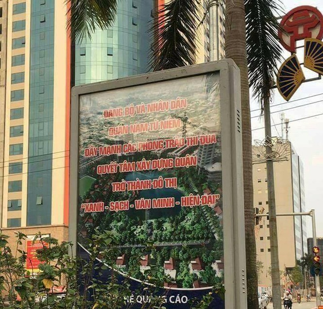 Pa-nô tuyên truyền bị viết sai tên quận Nam Từ Liêm - ảnh 1