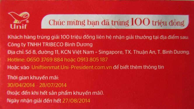 Ăn mì trúng 100 triệu đồng, công ty không trả thưởng - ảnh 1