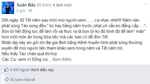 Xuân Bắc 'phản pháo' trước lời chê Táo Quân 2015 nhạt nhẽo - ảnh 1