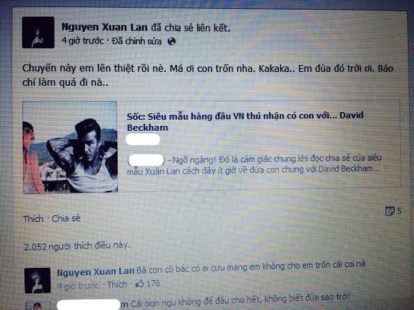 Siêu mẫu Xuân Lan tung tin 'có con với David Bekham' - ảnh 4