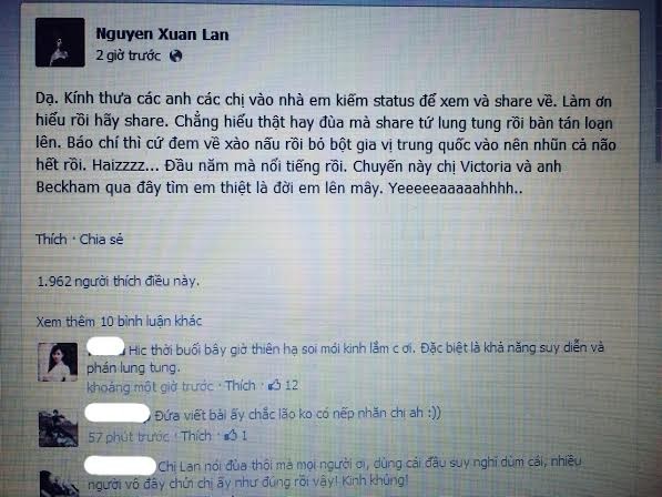 Siêu mẫu Xuân Lan tung tin 'có con với David Bekham' - ảnh 3