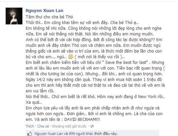 Siêu mẫu Xuân Lan tung tin 'có con với David Bekham' - ảnh 1