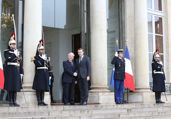 Tổng Bí thư Nguyễn Phú Trọng hội đàm với Tổng thống Emmanuel Macron - ảnh 1