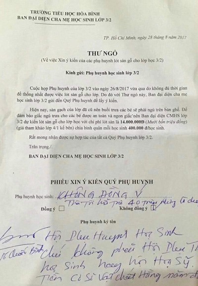 Phụ huynh gửi đơn lên Chính phủ kiến nghị giải tán... Hội phụ huynh - ảnh 1
