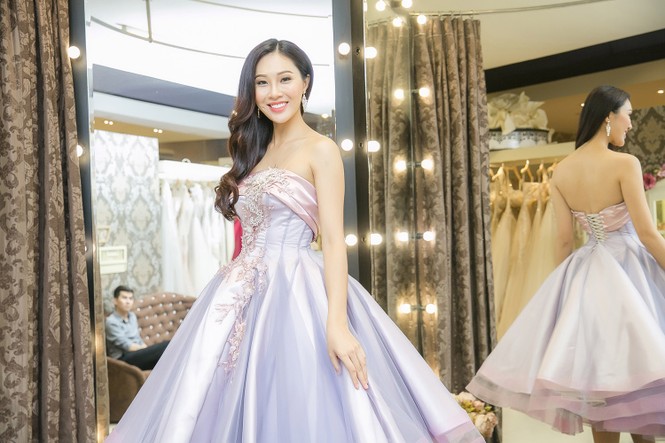 Hoa khôi Diệu Ngọc chuẩn bị váy dạ hội thi Miss World - ảnh 6