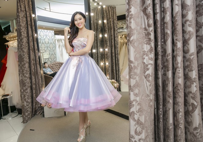 Hoa khôi Diệu Ngọc chuẩn bị váy dạ hội thi Miss World - ảnh 7