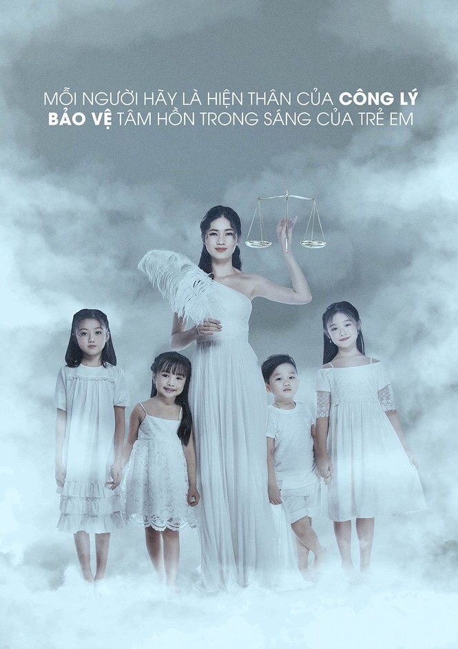 Á hậu Thanh Tú hoá 'nữ thần công lý', kêu gọi chống xâm hại trẻ em - ảnh 1