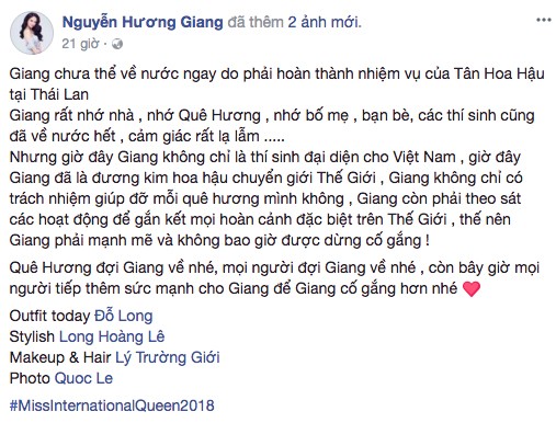 Hoa hậu Hương Giang chia sẻ nỗi lòng khi chưa thể về Việt Nam - ảnh 2