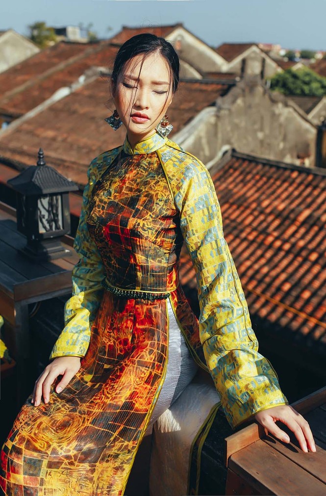 'Nàng thơ xứ Huế' Ngọc Trân mê hoặc với áo dài cảm hứng hội hoạ - ảnh 2