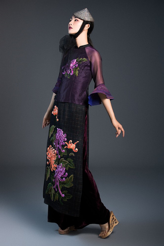 Trà My Next Top Model ma mị với bộ sưu tập áo dài chất liệu thổ cẩm - ảnh 4