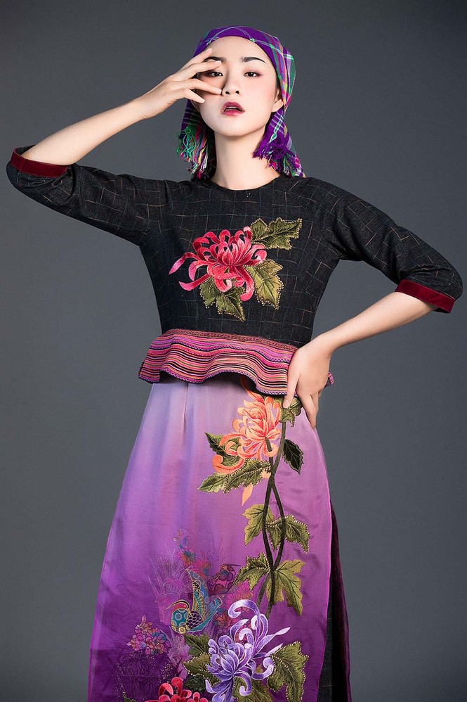 Trà My Next Top Model ma mị với bộ sưu tập áo dài chất liệu thổ cẩm - ảnh 5
