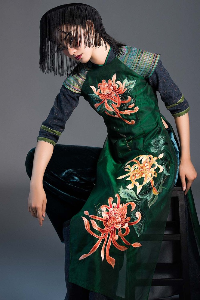 Trà My Next Top Model ma mị với bộ sưu tập áo dài chất liệu thổ cẩm - ảnh 7