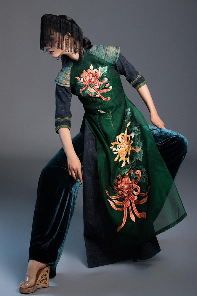 Trà My Next Top Model ma mị với bộ sưu tập áo dài chất liệu thổ cẩm - ảnh 8