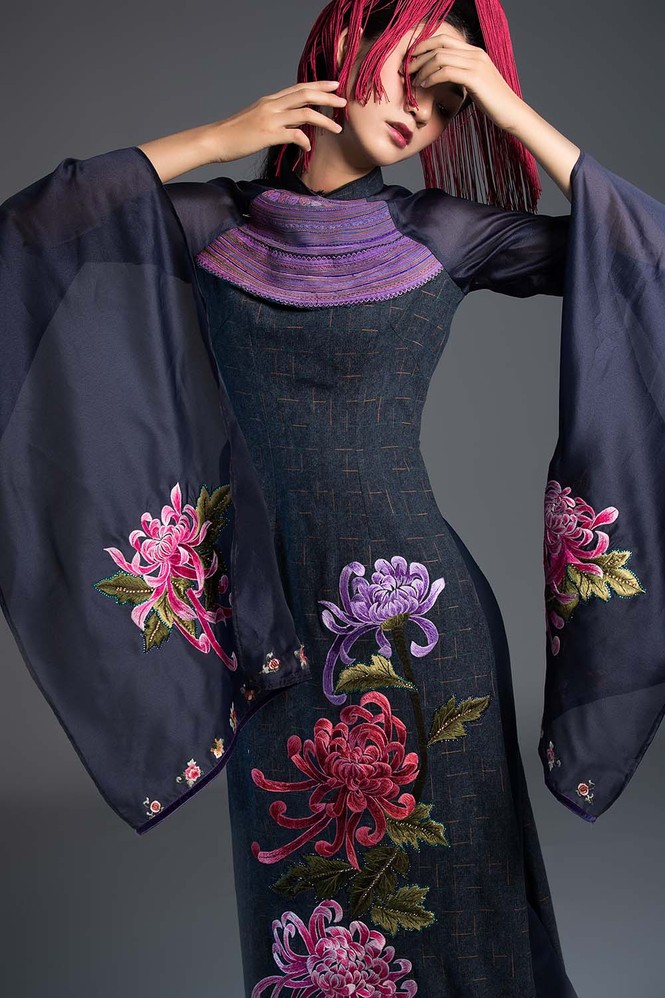 Trà My Next Top Model ma mị với bộ sưu tập áo dài chất liệu thổ cẩm - ảnh 9