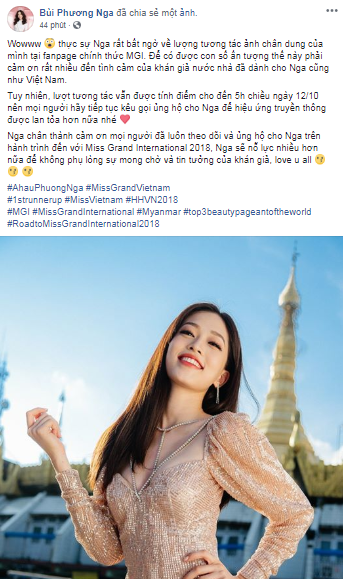 Ảnh chân dung của Á hậu Phương Nga dẫn đầu bình chọn ở Miss Grand - ảnh 1