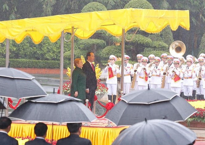 Chủ tịch nước Trần Đại Quang đón Tổng thống Chile Michelle Bachelet - ảnh 2