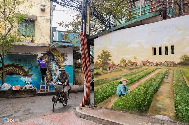 Tranh 3D trở thành 'áo mới' cho khu tập thể ở Hà Nội cực ấn tượng - ảnh 1