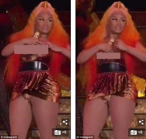 Nicki Minaj gặp sự cố lộ ngực khi đang biểu diễn - ảnh 2